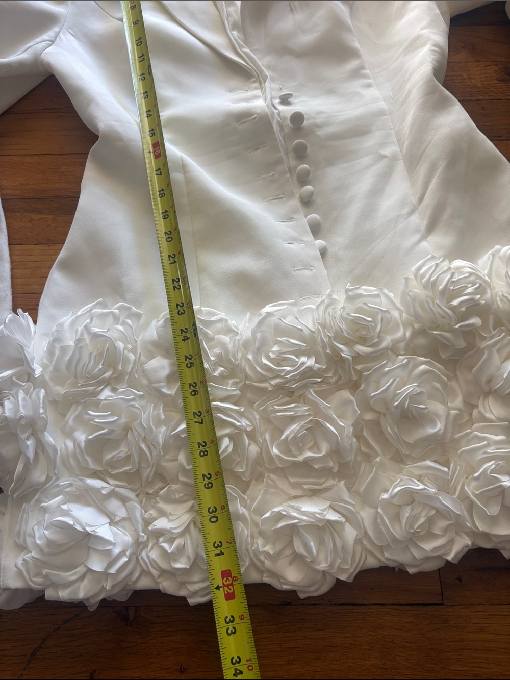 Diva Boutique Rose Reign White Blazer 3D Floral Rosette Mini Dress Size Large - Picture 4 of 9